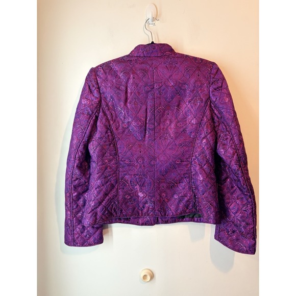 Beliza Women 10 Purple Quilted Jacket Paisley Pattern Satin Asian Boho Classic - Picture 5 of 5